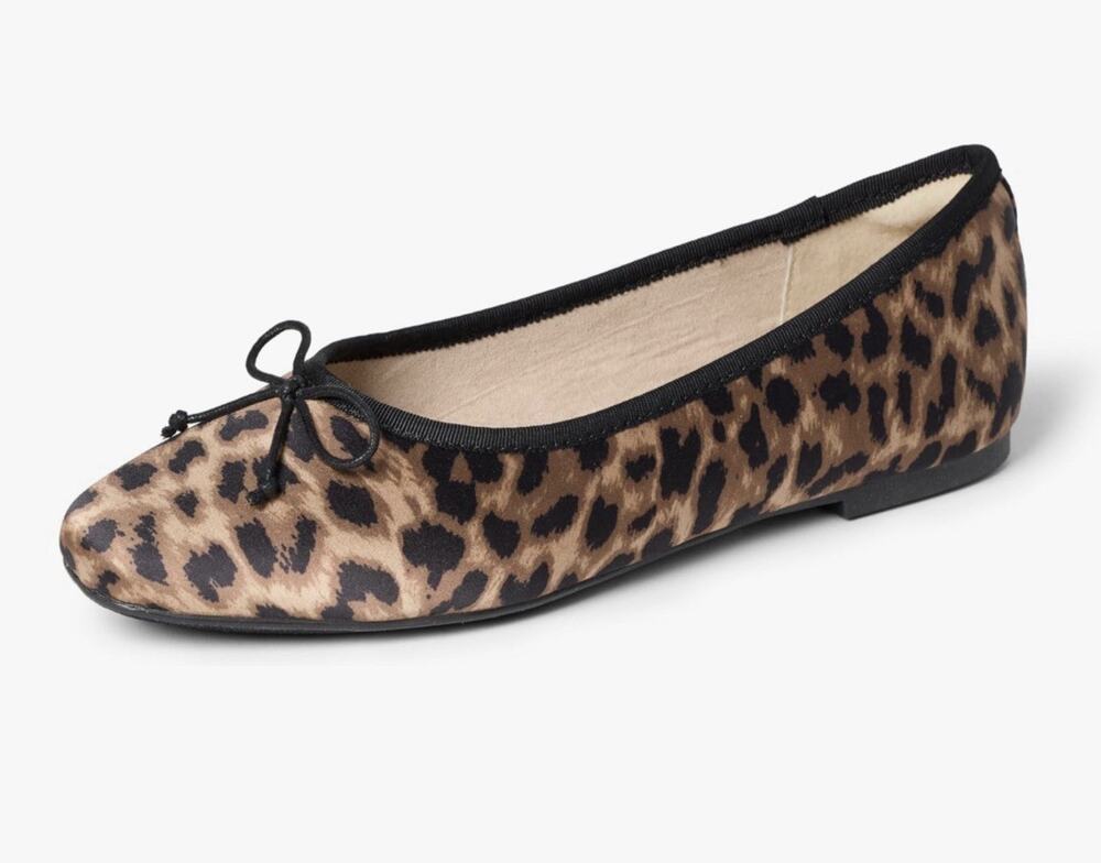 SM New York, Ballet Flats with Bow/Black Trim, Animal Print Women’s 10 NWT